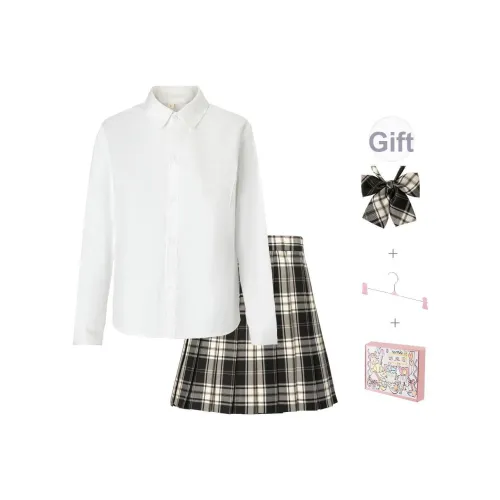 RIMUXINGHE Рубашка Комплект Женский Черный Коричневый Белый