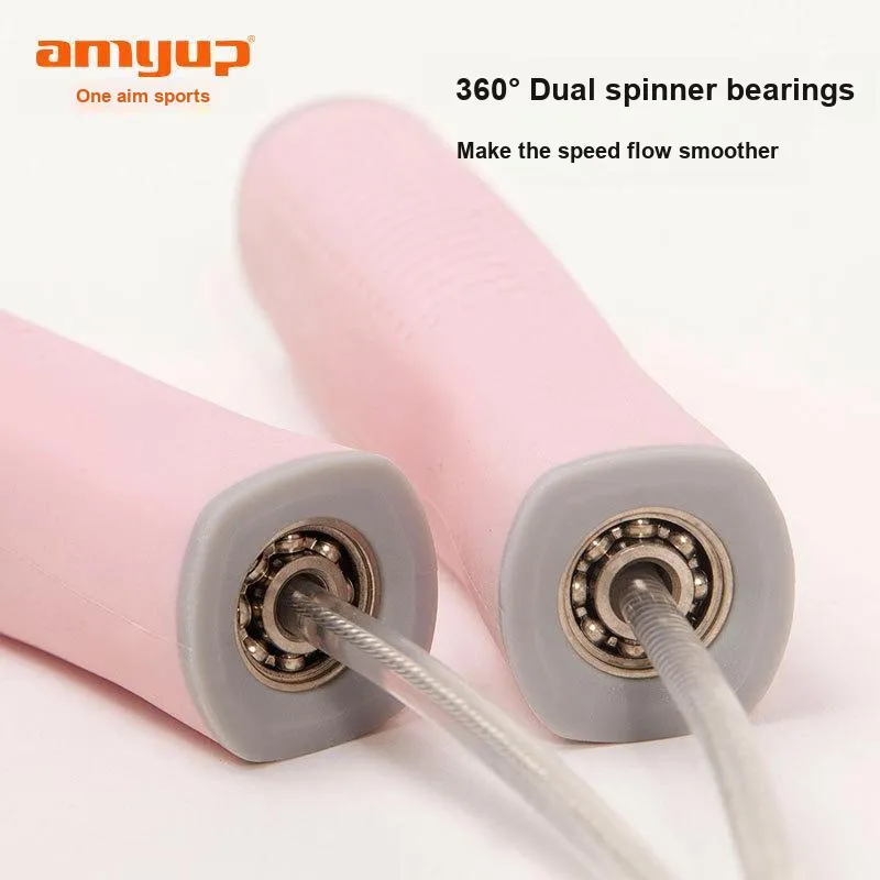AMYUP Fitness Training Non Countable Jump Ropes Fitness Crowd PVC Steel Wire Rope, Silicone Controller 3m-4