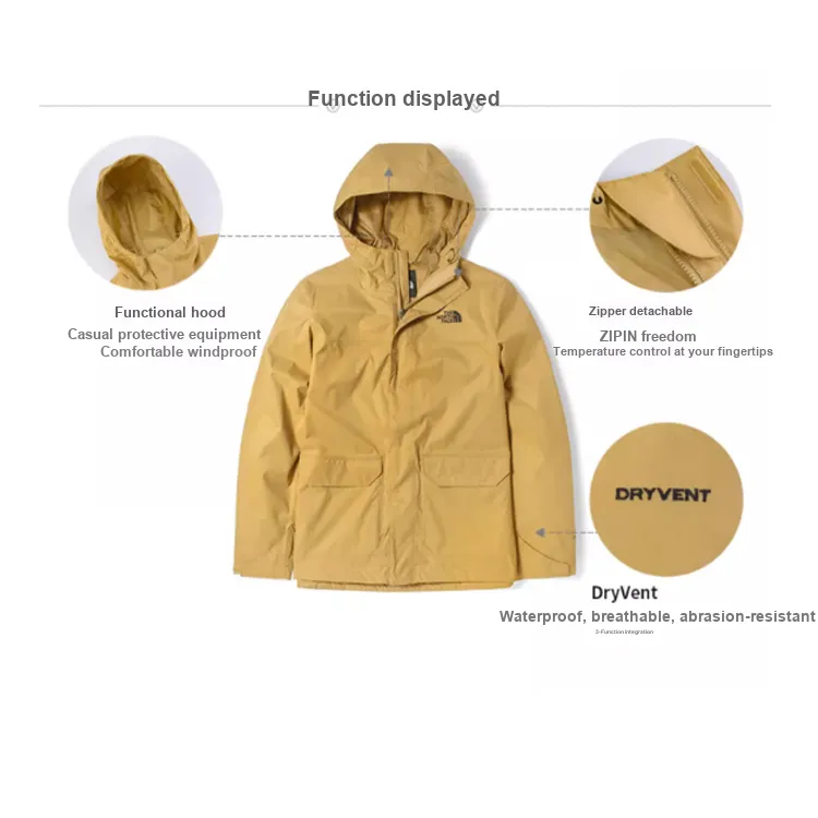 THE NORTH FACE Outdoor Hiking Waterproof And Windproof Windbreaker Jacket Men's Khaki-4
