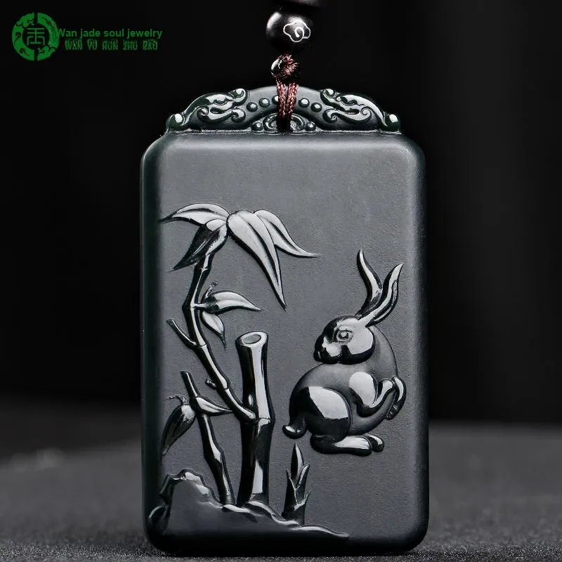 WANYUHUN Hetian Jade Pendants Green Jade Unisex-20