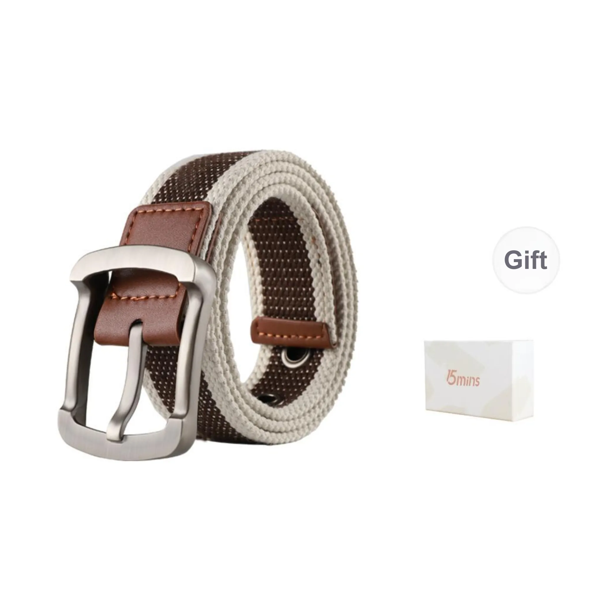 15 MINS Button Buckle Canvas Belt Korean Style Pants Belt Business Cloth Belt Belt Unisex Black 3.6cm