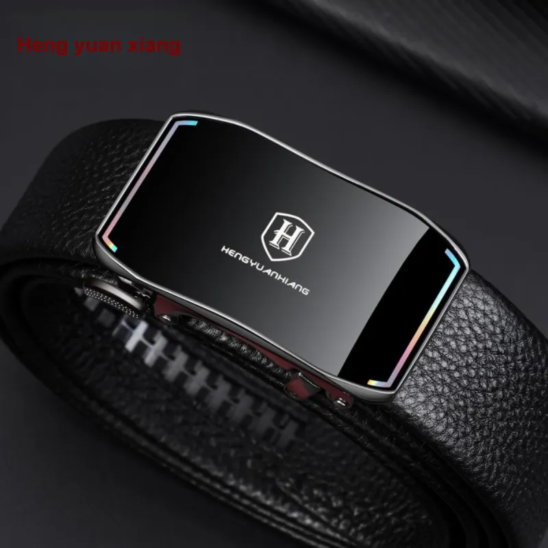 H YXIANG Top Grain Cow Leather Belts Men's 3.5cm-4
