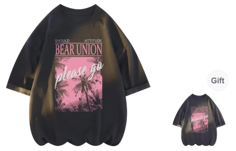 BEAR UNION Drop Shoulder Sleeve T Shirt Unisex-14