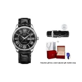 Steel Case Black Leather Strap