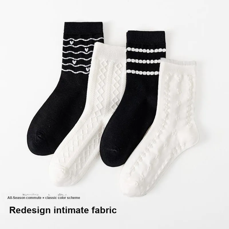 MIIOW Mid Calf Socks Women's 4 Pack-1