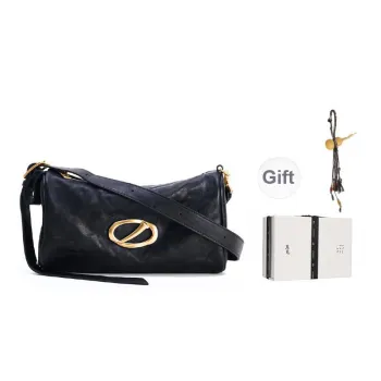 SUPERMERCY Vegetable Tanned Top Grain Cow Leather Pillow Bag Shoulder Bag Crossbody Bag Regular Women's Ink Black
