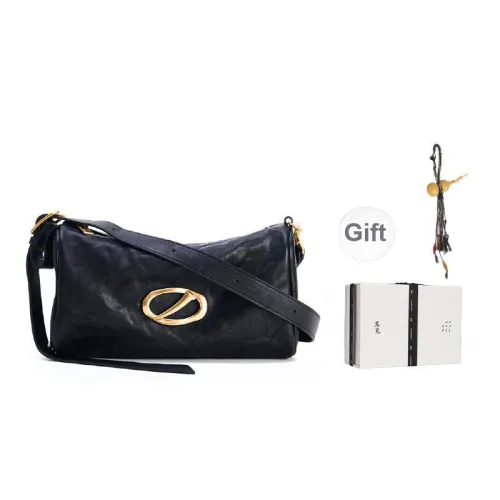 SUPERMERCY Vegetable Tanned Top Grain Cow Leather Pillow Bag Shoulder Bag Crossbody Bag Regular Women's Ink Black