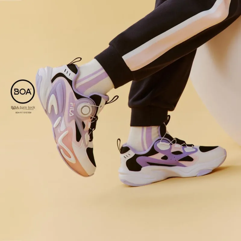 FILA KIDS Mind7 Slip Resistant Shock Absorbers Low Top Kids' Running Shoes Black Purple Teenagers-1