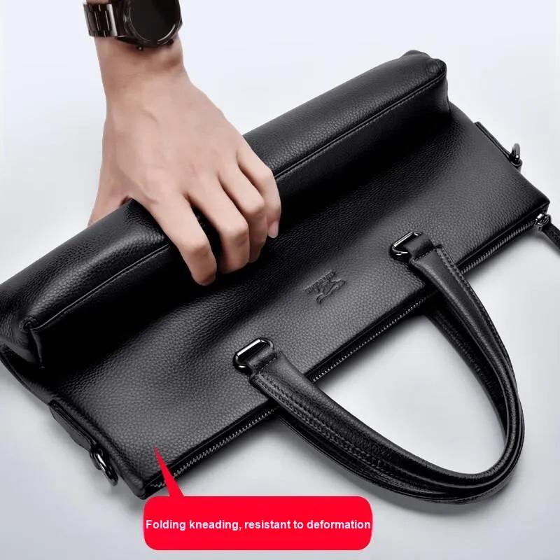 SEPTWOLVES Top Grain Cow Leather Briefcase Men's Black-5