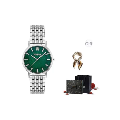 VERSACE Кварцевые часы механизм ремешок из нержавеющей стали синий циферблат унисекс ограниченная серия подарочная коробка + шелковый шарф