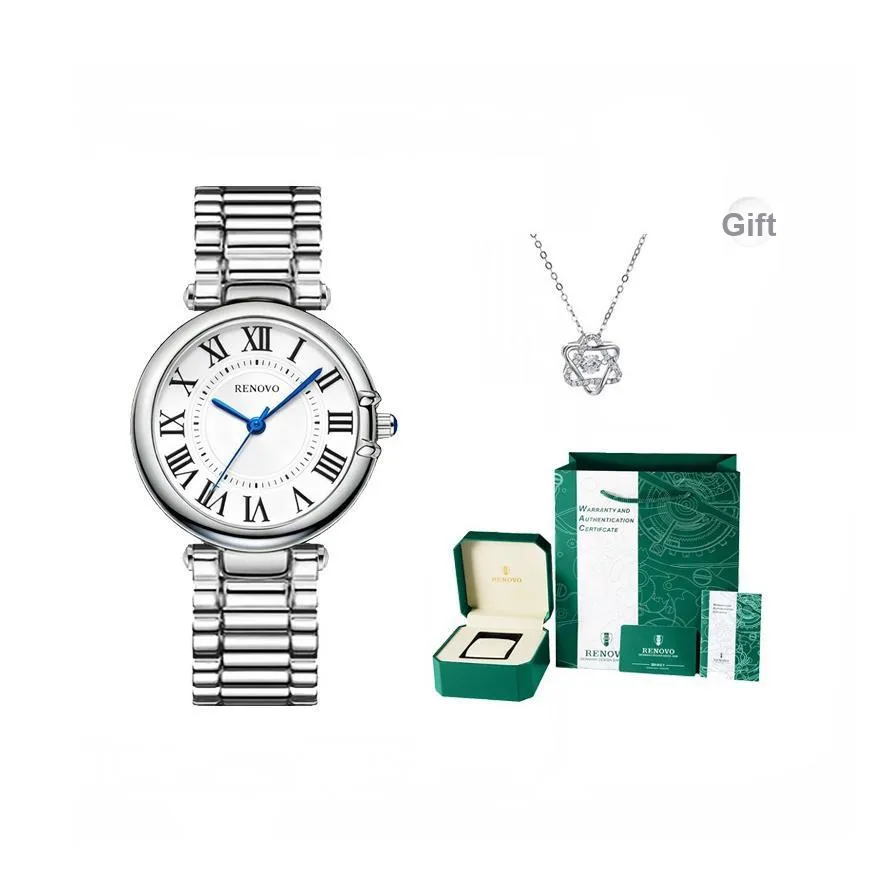 RENOVO Love Confession Надувные Кварцевый механизм Нержавеющий стальной ремешок Часы Женские часы Белый циферблат