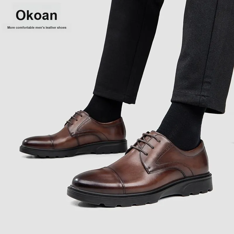 AOKANG Dress Shoes Men Low Top Black-1