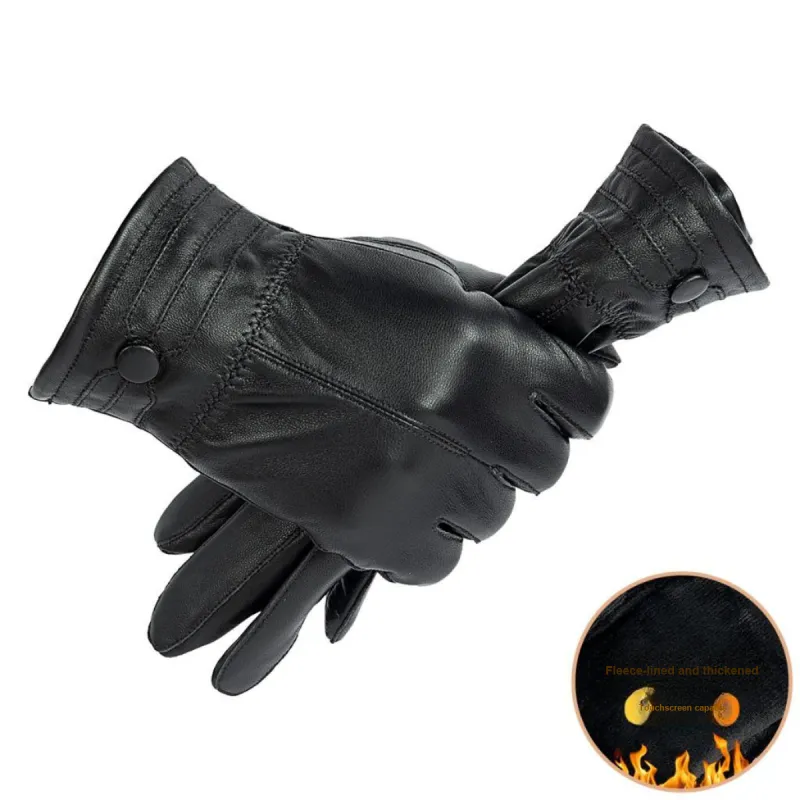 Shanghai Story Sheepskin Knit Gloves Men's Black Gift Box Set-60