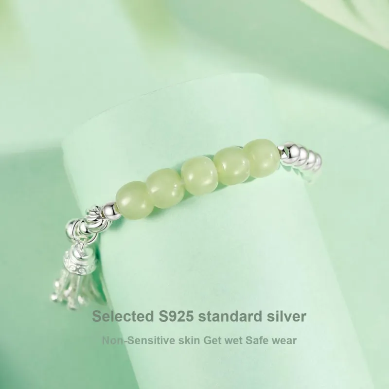 WEITIANXUAN Hetian Jade Bracelets Pale Greenish White Jade Women's-4
