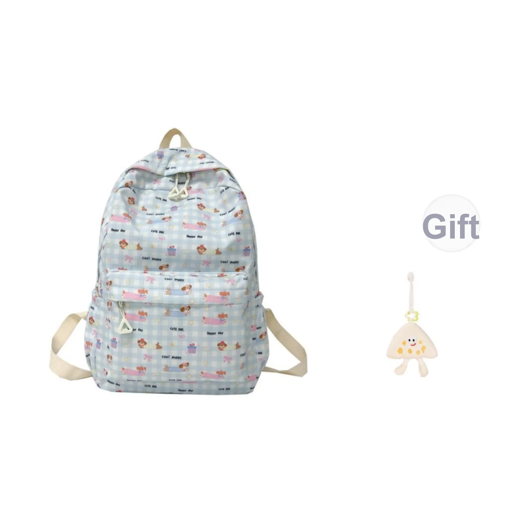 KAMLUI Composite Cloth Backpack Regular Unisex Light Blue Kitten/Light Blue Puppy