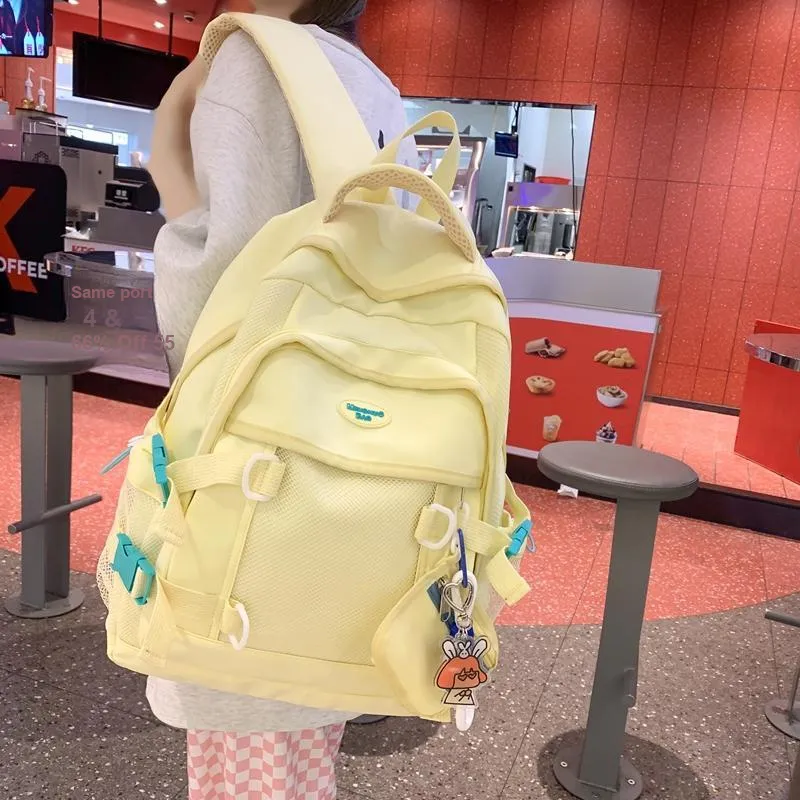 NIGEER Nylon Backpack Regular Women's Black/White/Yellow/Blue-21
