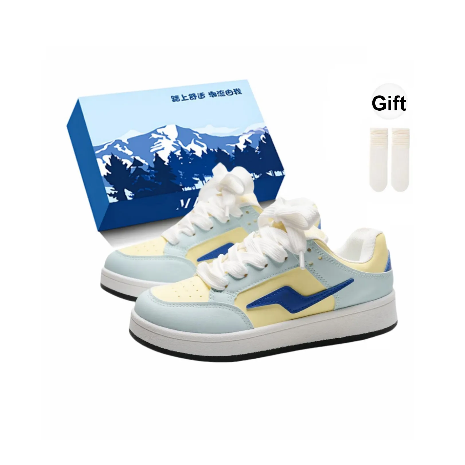 Fawn Miri Покрытие Slip-Resistant Wa Abrasion-Resistant Низкий Топ Скейтборд Кроссовки Женские Синий Желтый