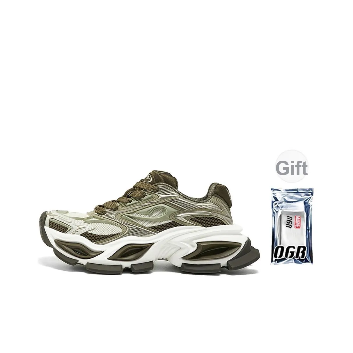 OGR Running Shoes Unisex Low Top White Green