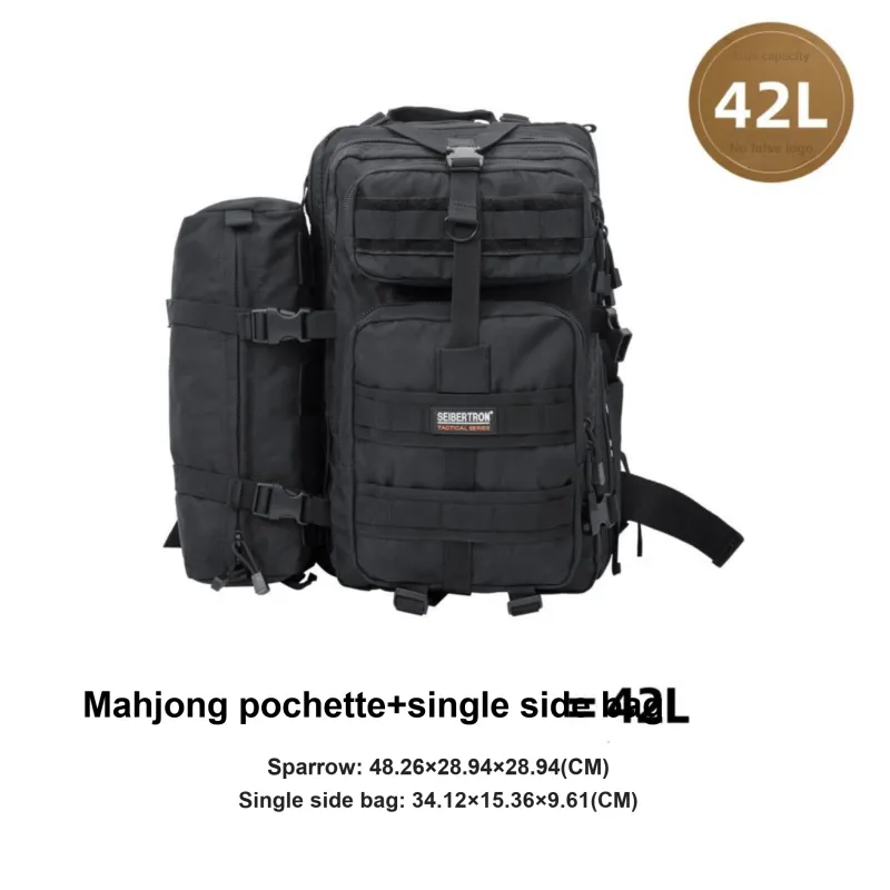 Seibertron Outdoor Bags Abrasion Resistant Polyester 42L Black/Brown Unisex-1