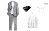 Gray (Comes with White T-Shirt+Brooch)
