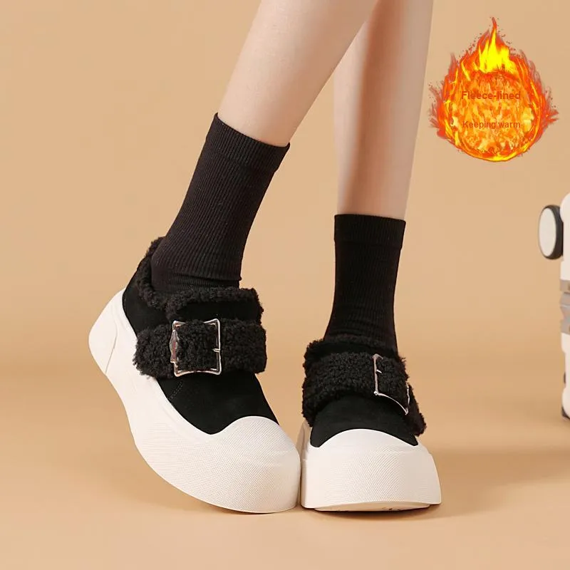 Devanro Warm Height Increasing Wear Resistant Slip Resistant Low Top Casual Shoes Women's-11