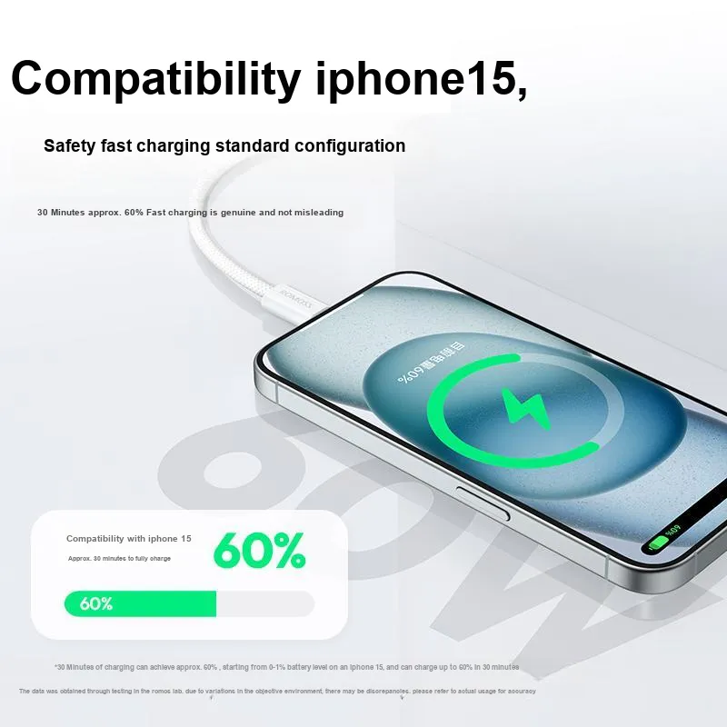 ROMOSS 1.2/2m Type c To Type c PD 60W Fast Charging Supported Apple 15 Series Fast Charging Woven Cable-28