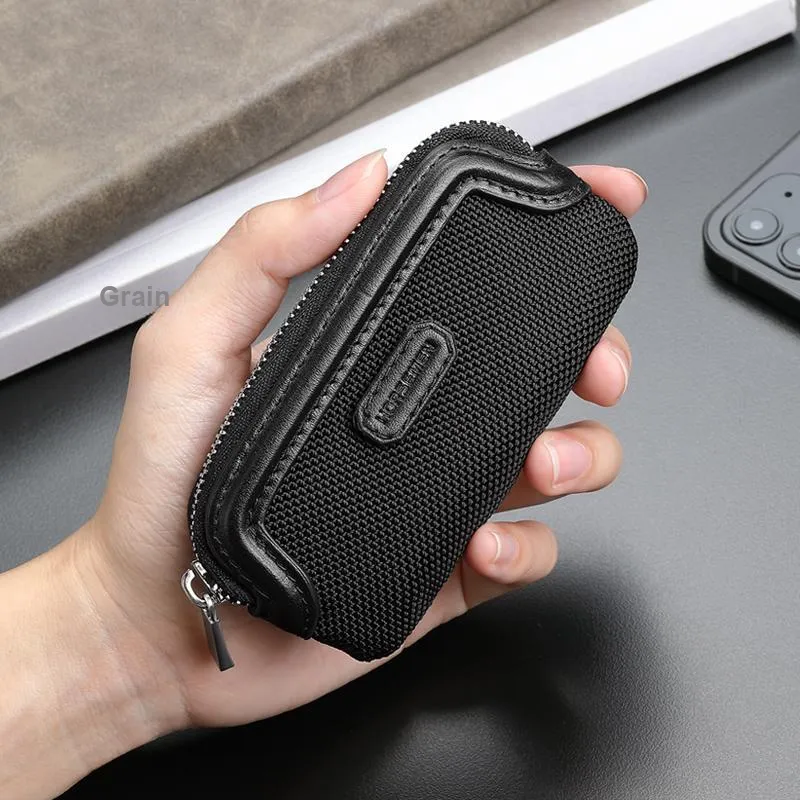 HORSEMEN Nylon Fabric Convenient And Practical Key Pouch Mini Unisex Black-5