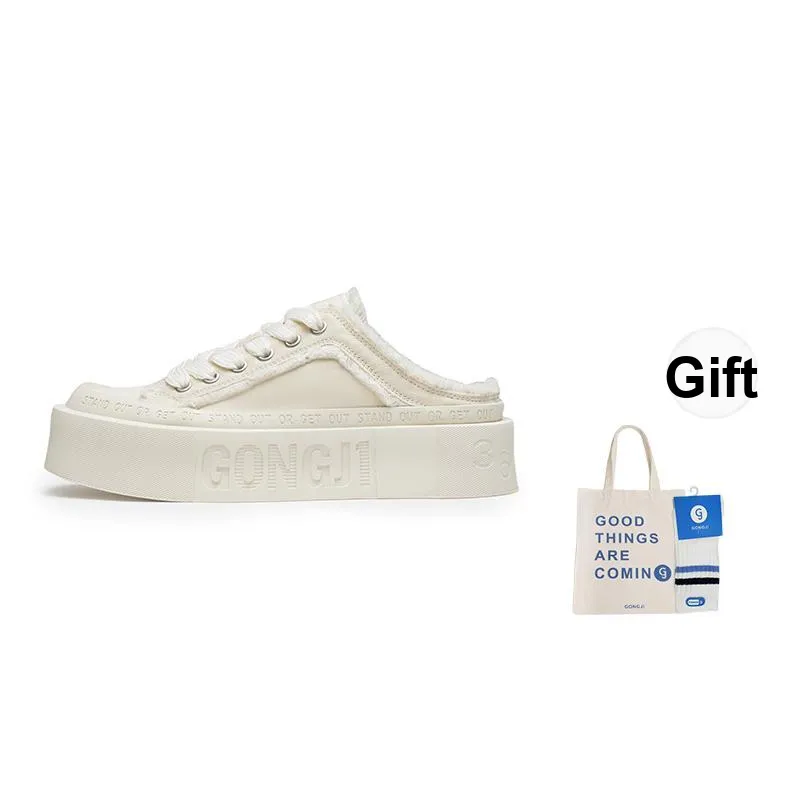 GONGJI Shared Tracks Slip Resistant, Abrasion Resistant, Breathable Low Top Casual Shoes Unisex White