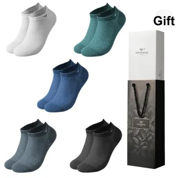 SEPTWOLVES Ankle Socks Men's 5 Pack Gift Box Set+Shopping Bag