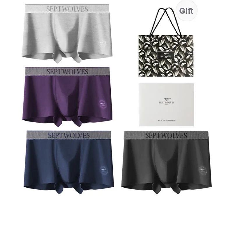 SEPTWOLVES Underwear Gift Box All Season Men's 4 Pack Gift Box Set+Shopping Bag-18