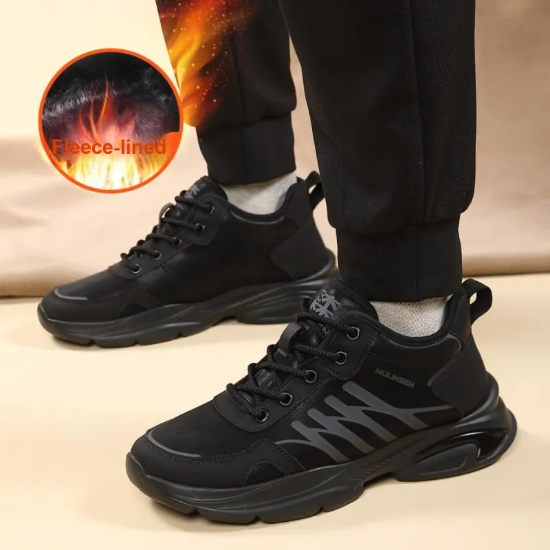 Mulinsen Warm Low Top Chunky Sneakers Men's Black Gray Color-2