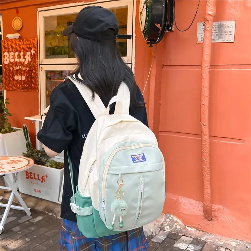 KAKAXI Composite Cloth Backpack Women's Pink/Blue/Green-4