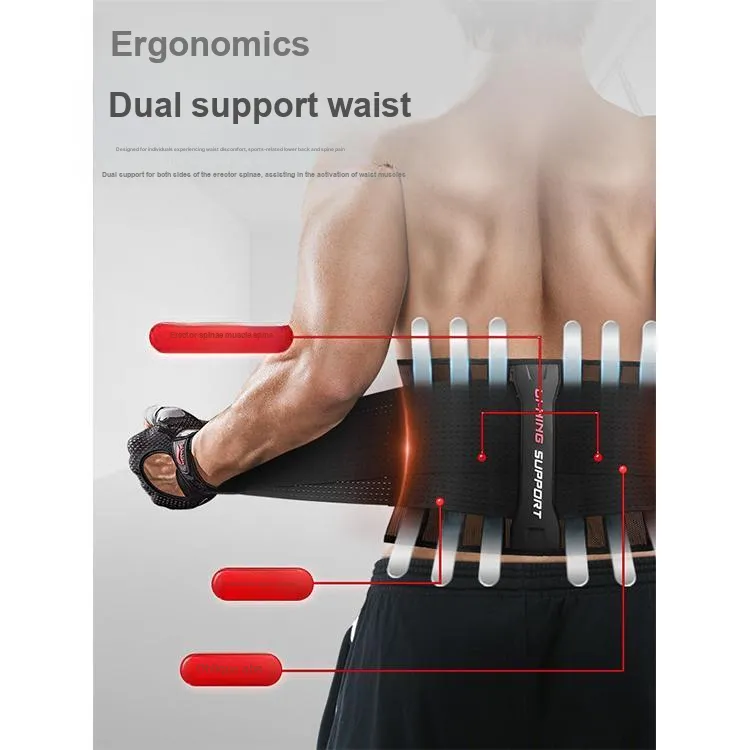 LiNing Back Support Braces Fitness Breathable Protective Compression Elastane Polyester Men's-10
