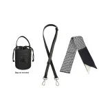 Black Adjustable Leather Strap 92-120cm+Checkered Silk Scarf