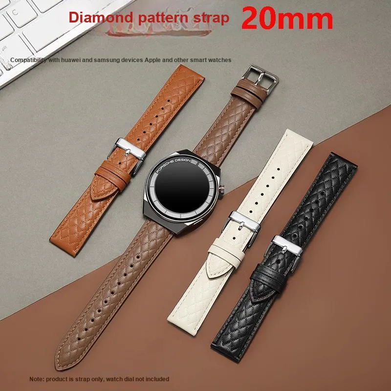 XINGYAAN Apple Compatibility Watch Band 45mm Diamond Pattern Leather Strap Material-1