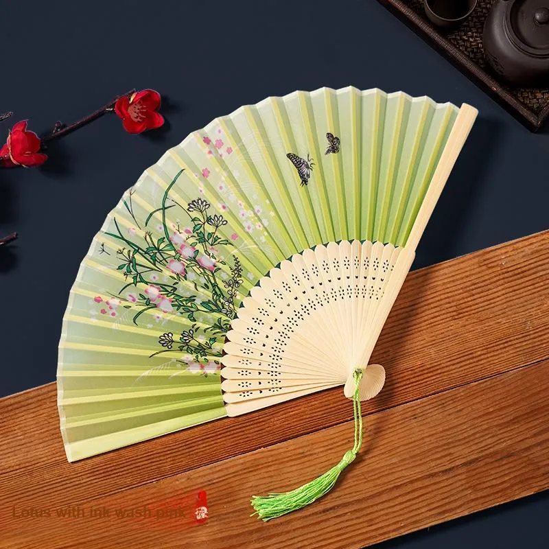 JINGDI Twill Damask And Silk Foldable Small Fan-3