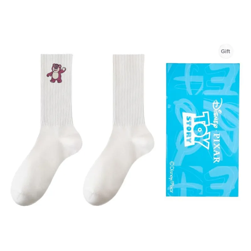 Disney Strawberry Bear Series Mid Calf Socks Unisex Shopping Bag 4 Pack-9