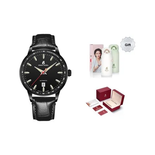 ERNEST BOREL Urban Автоматический Механический Часы Мужские 41 мм Черный Циферблат Корпус из Нержавеющей Стали