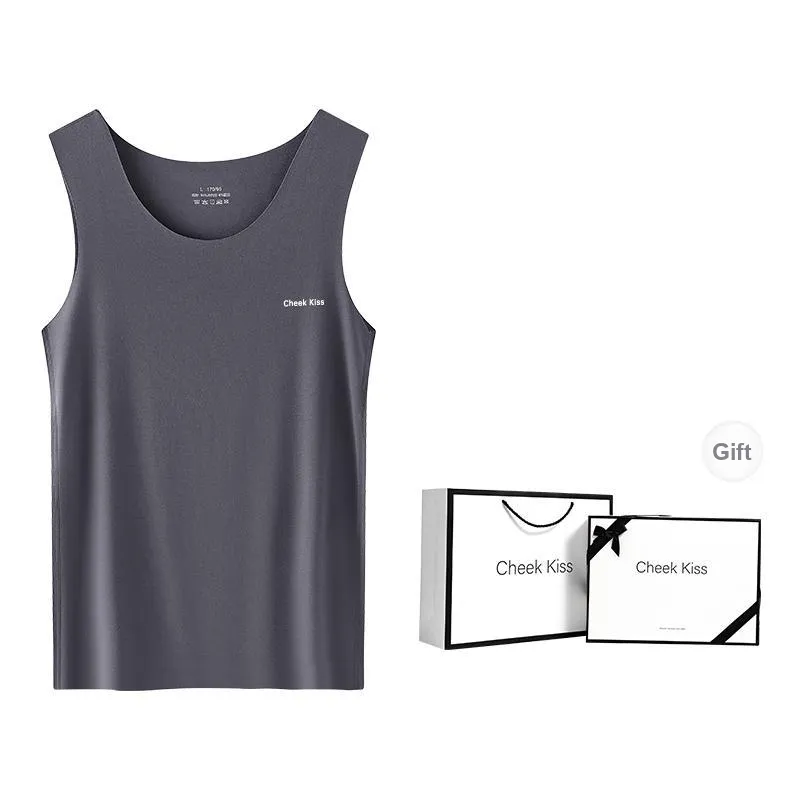 Cheekkiss Tank Top Men's Spring And Summer Solid Color Seamless Inner Base T Shirt For Men With Premium Gift Box Set-7