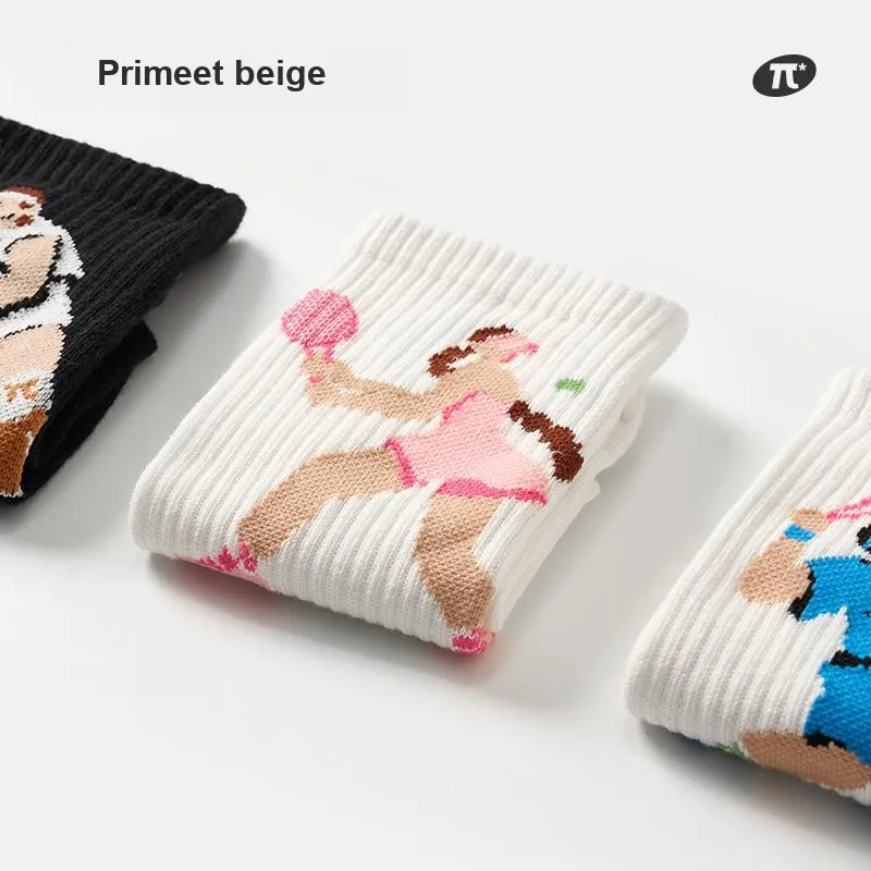 Primeet Mid Calf Socks Unisex 3 Pack Tennis-2
