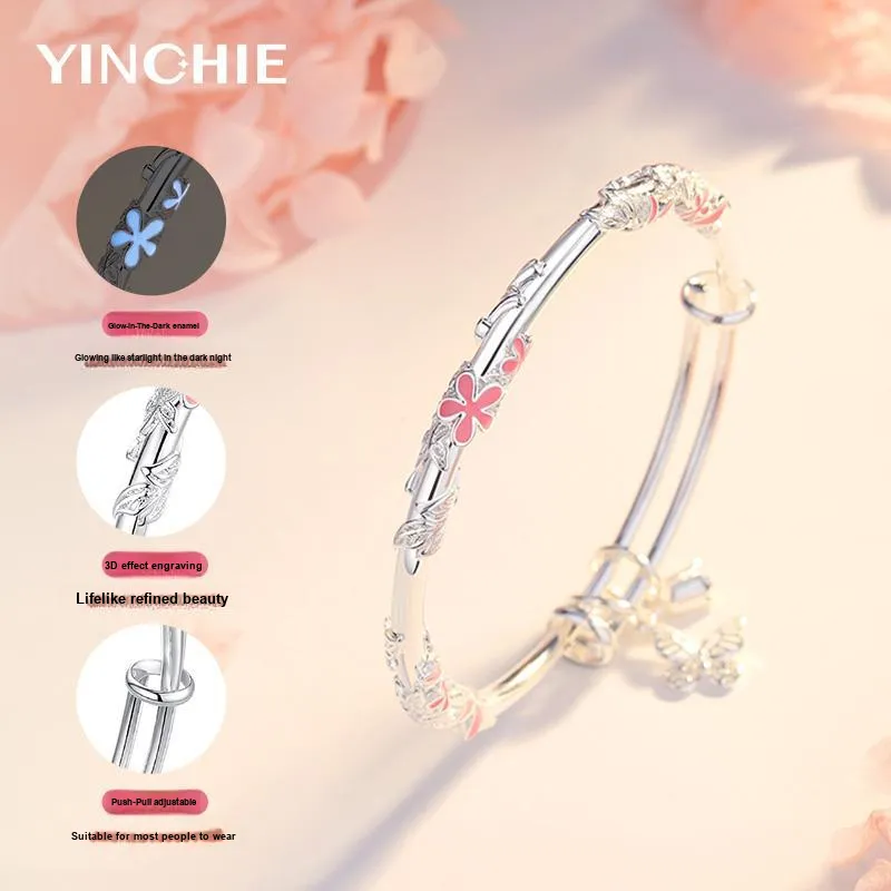 YINCHIE New Chinese Style Luxurious Niche Plain Band Bangles Women's-1