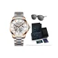 Rose Case White Dial Steel Band[RIETI Brand Sunglasses Set]