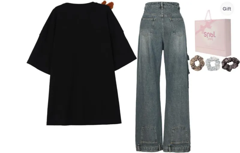 SNBL Casual Suit Women's Black T Shirt+Jeans-1