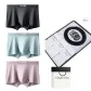 [9053 Cow Leather Belt]120S Lenzing Modal[Black+Cyan+Leather Pink]3 Pack Gift Box Set