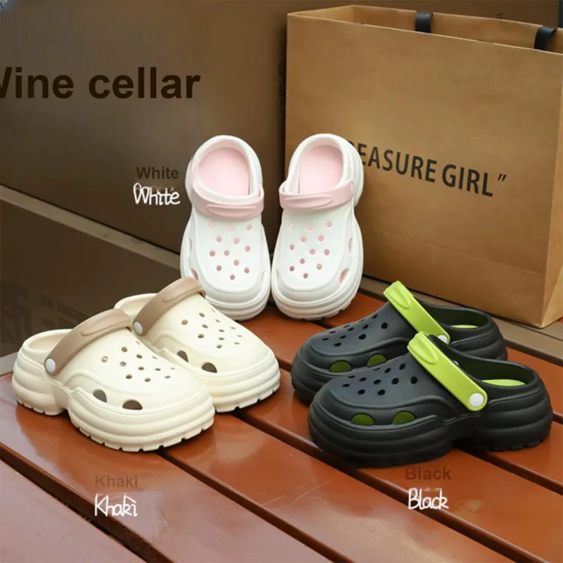 Gentle Welcome Platform Slippers Fashion Height Increasing Closed Toe Slip Resistant Reversible Slippers-11