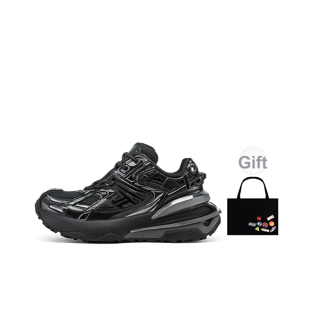 OGR Высота Увеличивающие Износостойкие Легкие Городские Кроссовки для Коммутации и Бега Унисекс Черные