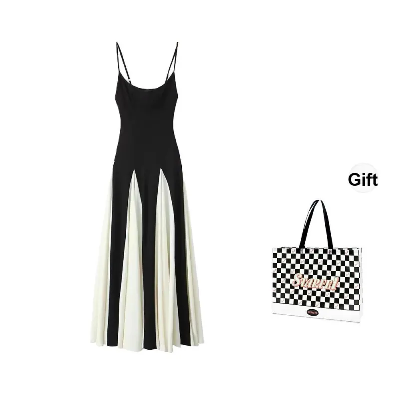STARFEI Slip Dresses Women's Black White-1