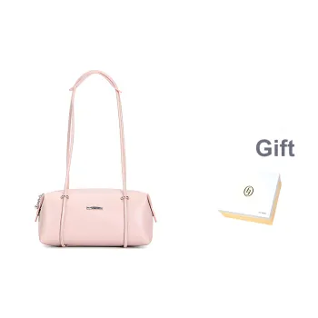 FERIA Cow Leather Shoulder Bag Medium Size Women's Pink/Black