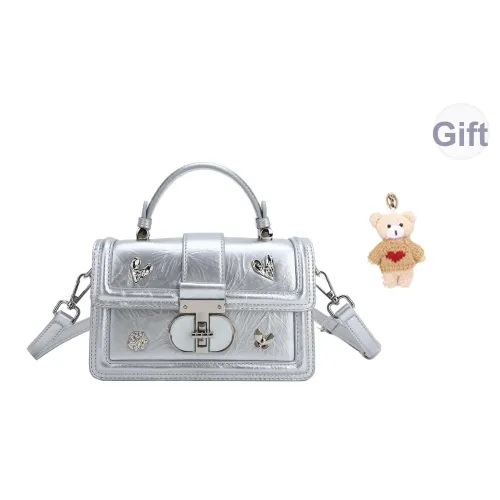 BUHOWE Полиуретан ПУ (полиуретан) Сумка Стандартная Женская Серебряный Черный