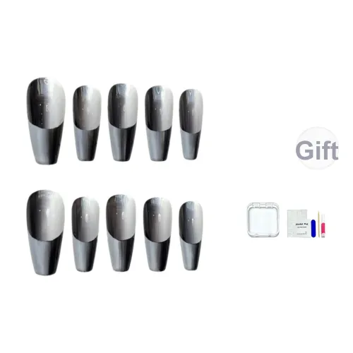 JINGCHANXUE Ручной работы Черный и Белый Два тона Космос False Nail MID Длина Французский Градиент Coquette 16 мм